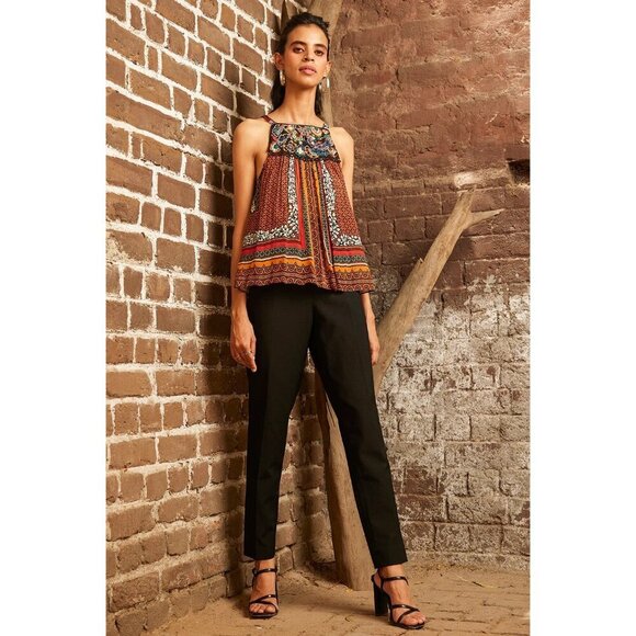 Bhanuni By Jyoti Fiona Tunic Top Medium 3D Embroidered Boho Floral Sleeveless - Picture 3 of 15